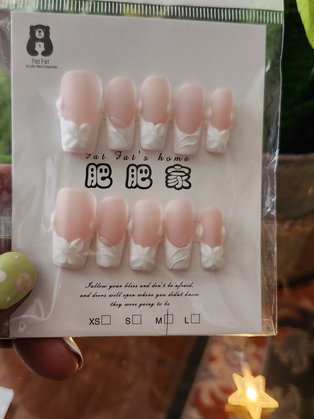 Pink and White 3D Bow Press-On Nails - Elegant Home Party Set No Prep Kit  Med